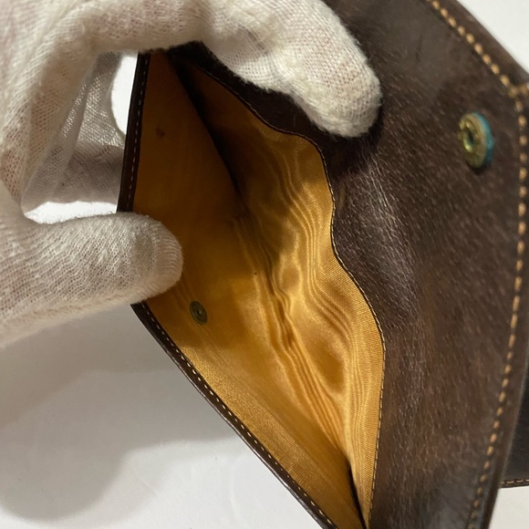 Gucci Vintage💥SUPER RARE💥 gilt clasp brown leather wallet - Picture 7 of 8